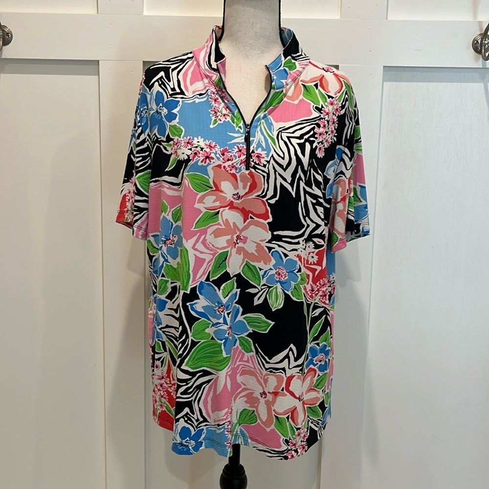 IBKUL SS Mock Neck Top